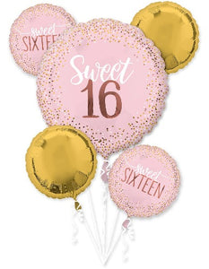 Metallic Gold & Pink Sweet 16 Foil Bouquet