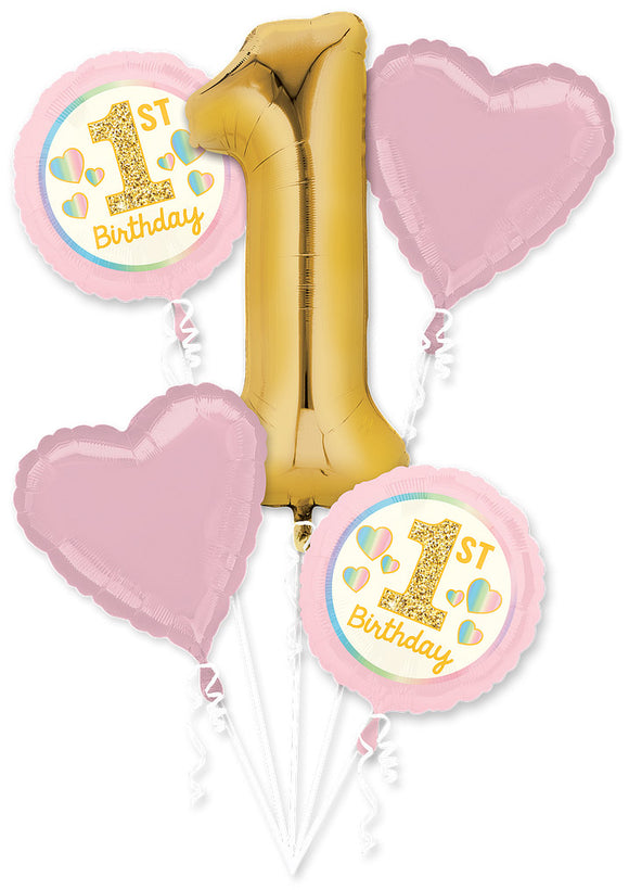 1st Birthday Girl Pink & Gold Bouquet