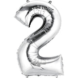 Jumbo Silver Number Balloons 40in