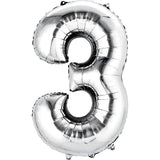 Jumbo Silver Number Balloons 40in