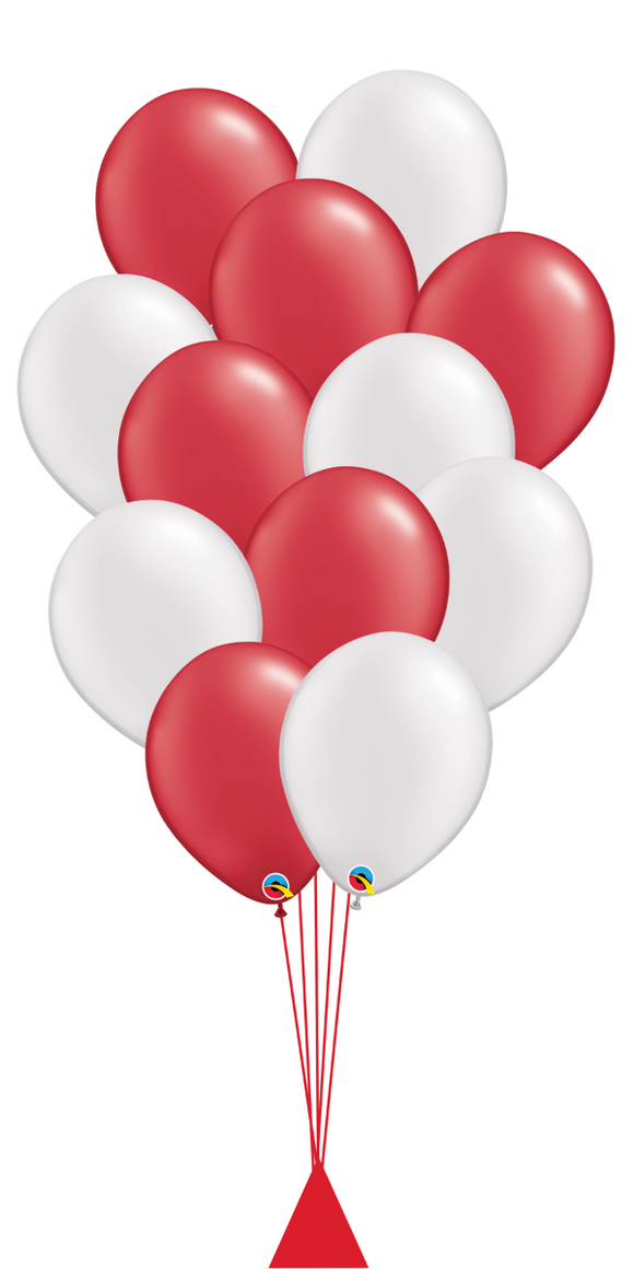 1 Dozen Red & White Latex Balloons